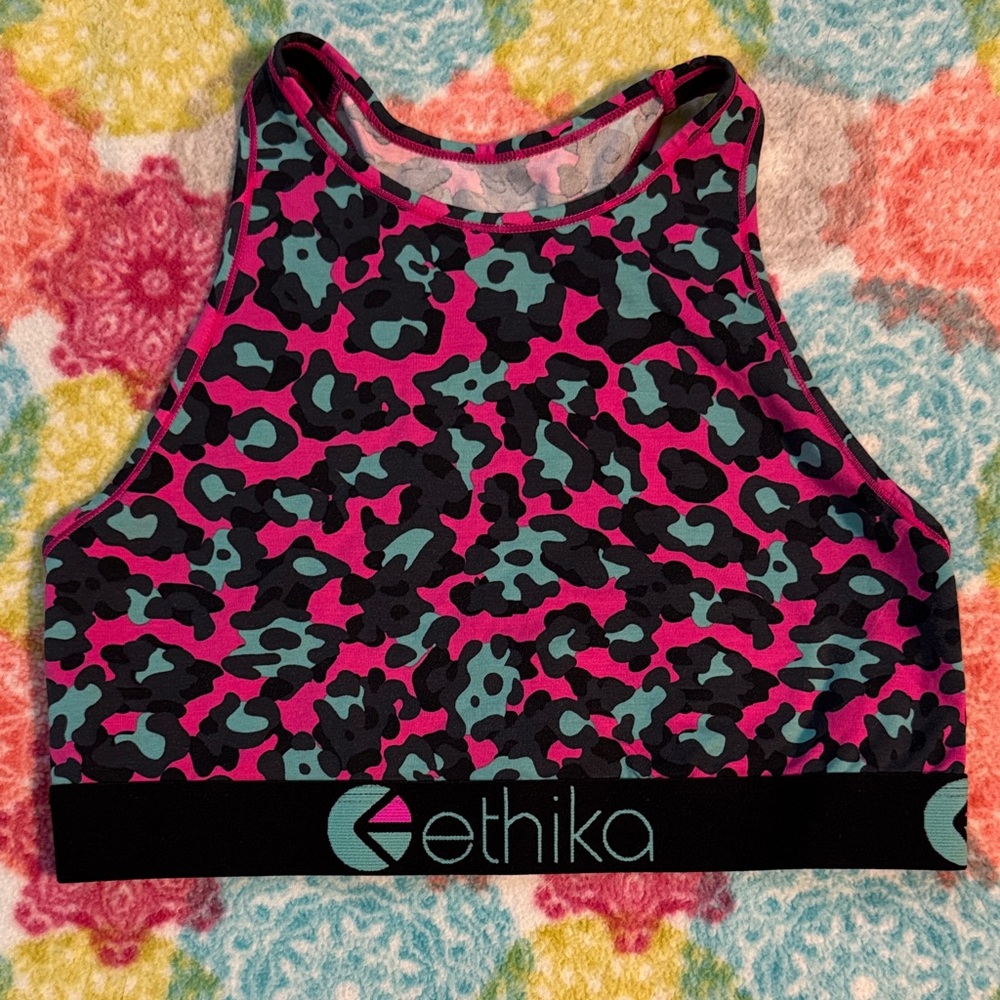 Ethika Pink and Blue Leopard Print Women's Top